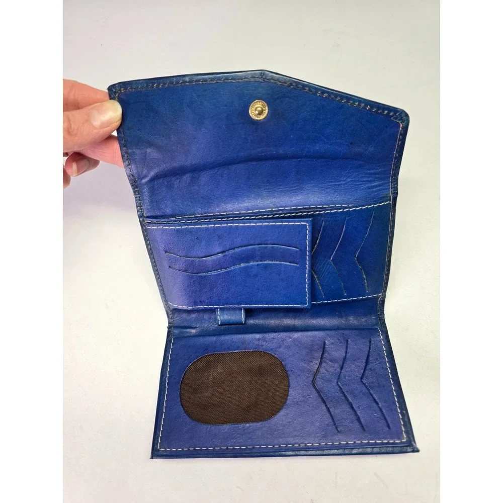 Hand-Painted‎ Leather Credit Card Wallet With Floral Butterfly Print Check Book